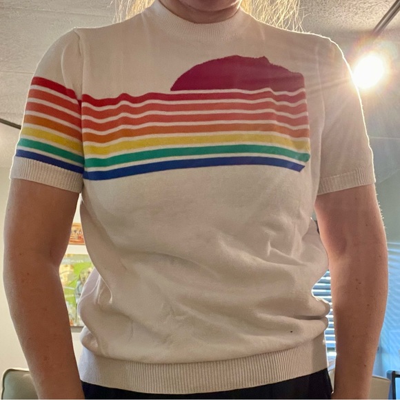 NWOT retro rainbow sweater - Picture 2 of 7